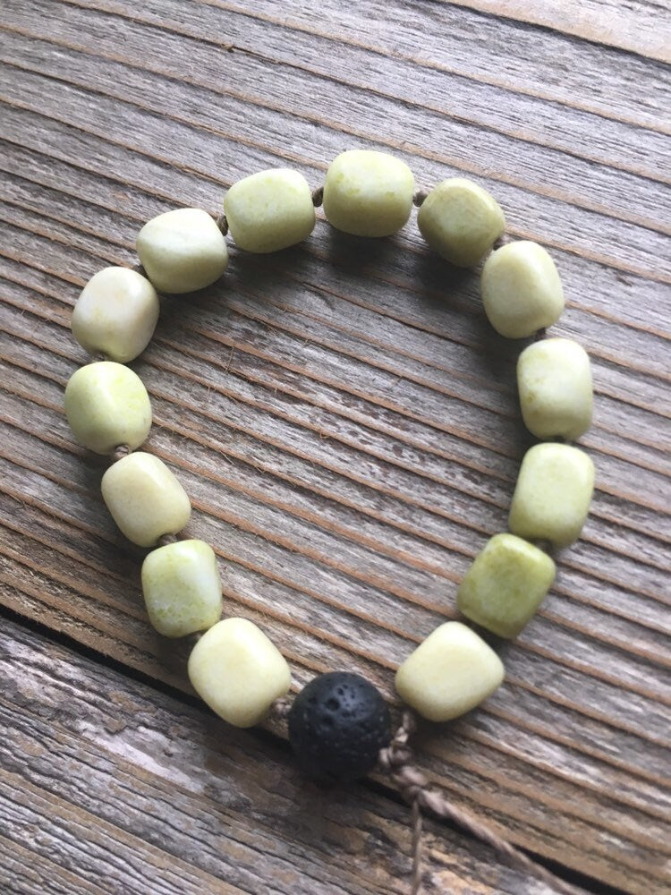 Serpentine Natural Stone Diffuser Bracelet