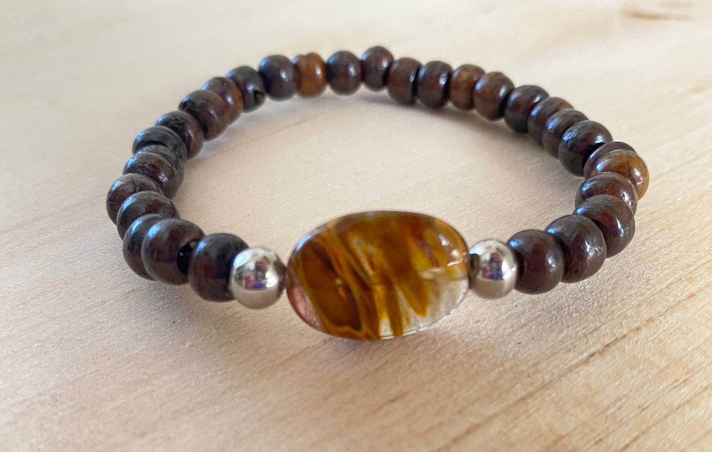 Fire Quartz & Wood Bracelet | Boho Bracelet | Wood Bracelet | Natural Stone Bracelet | Yoga | Meditation