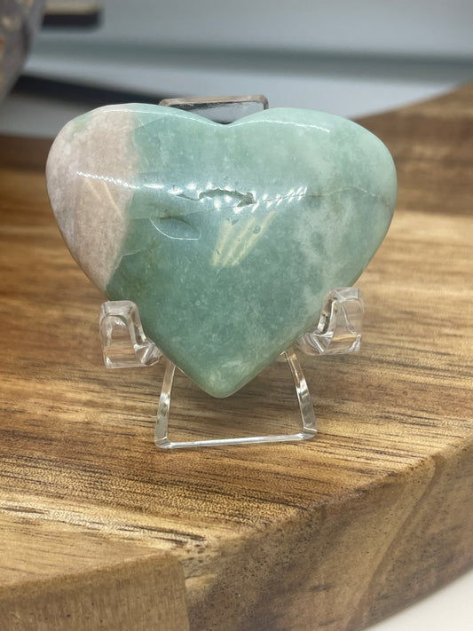 Green Flower Agate Heart