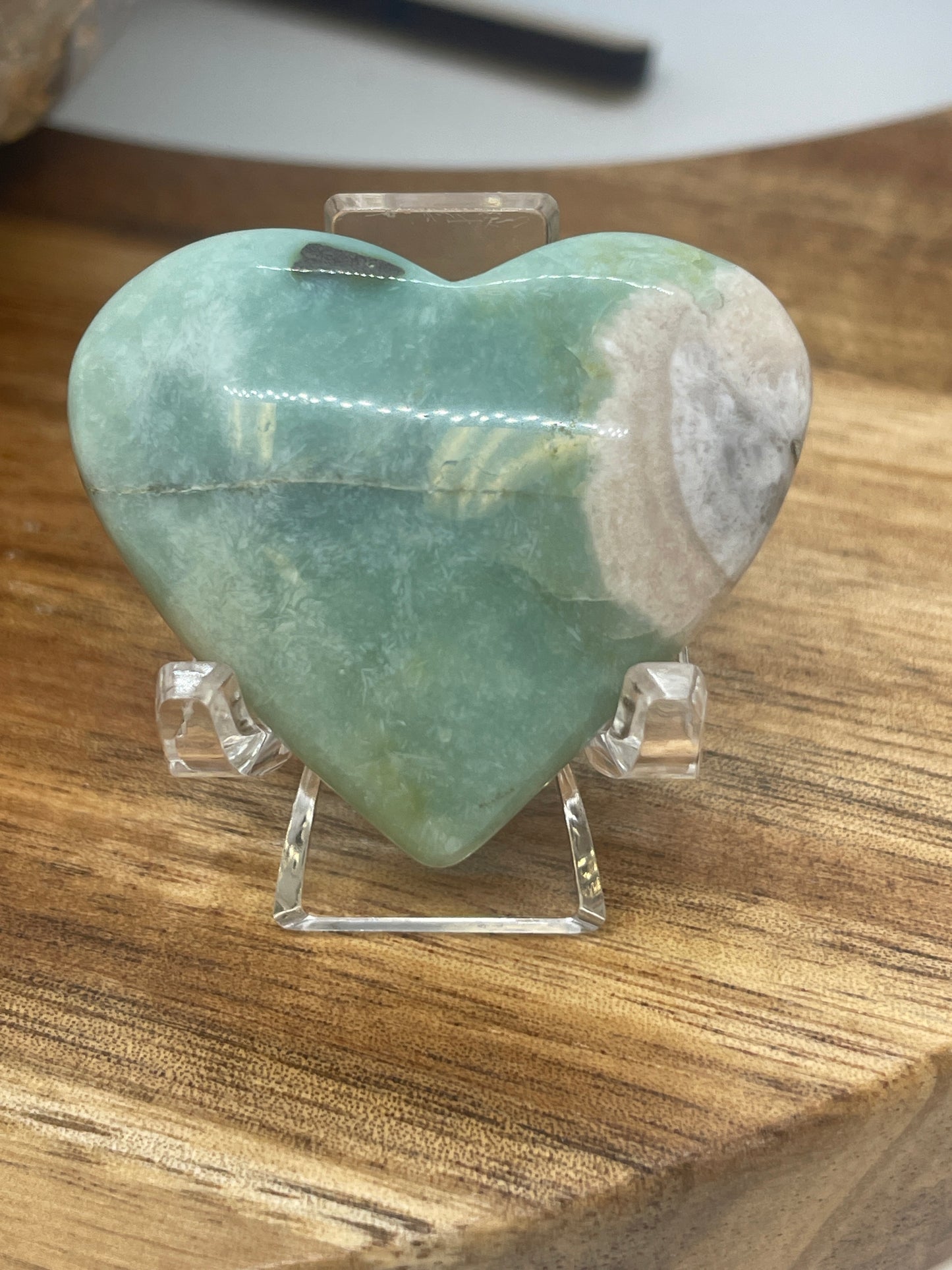 Green Flower Agate Heart