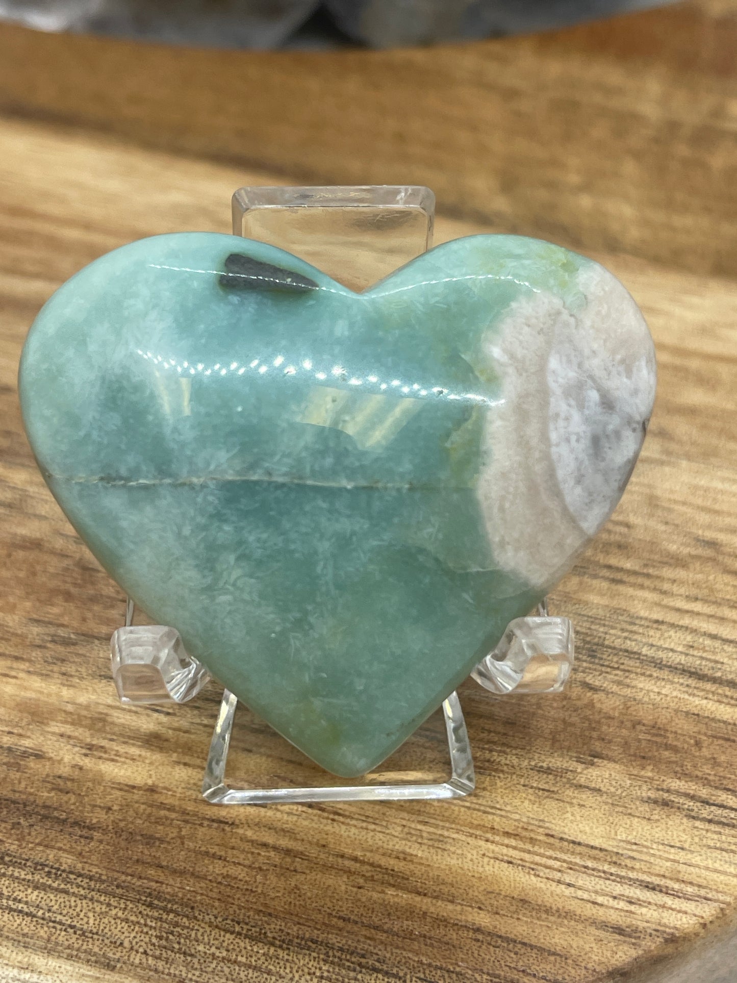 Green Flower Agate Heart