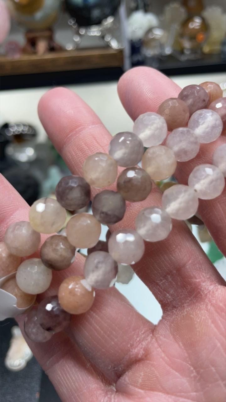 Faceted 8mm Natural Stone Bracelet