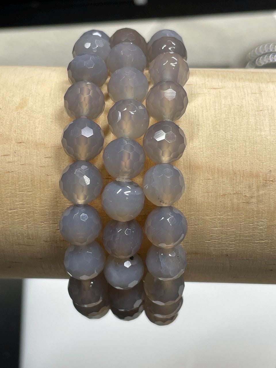 Faceted 8mm Natural Stone Bracelet
