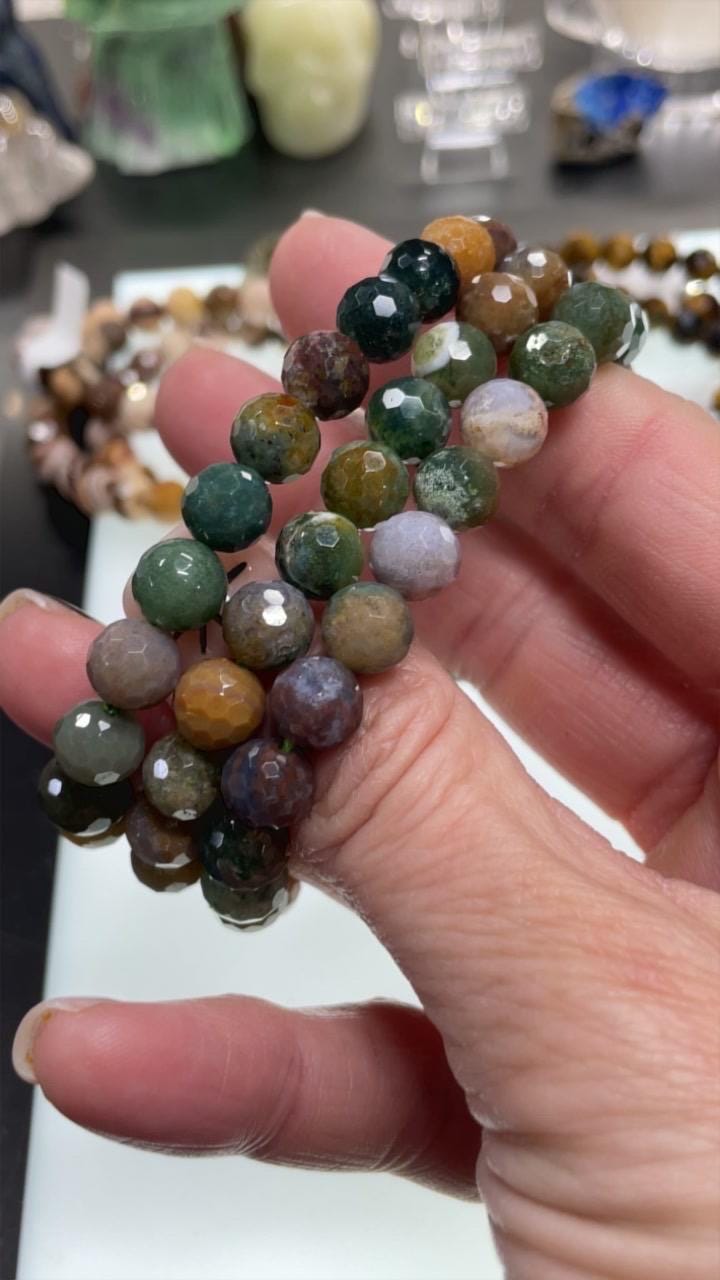 Faceted 8mm Natural Stone Bracelet
