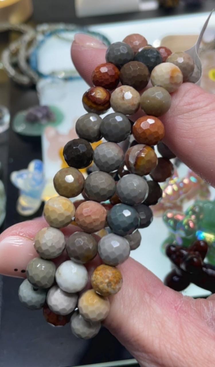 Faceted 8mm Natural Stone Bracelet
