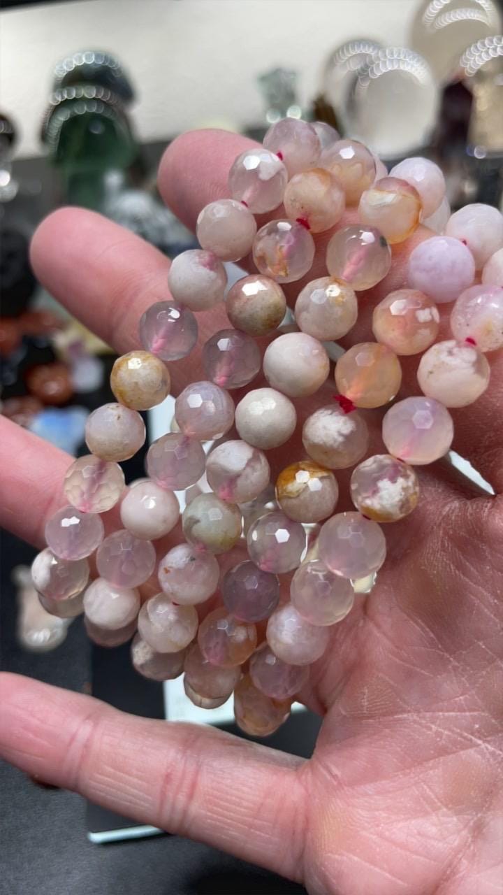 Faceted 8mm Natural Stone Bracelet