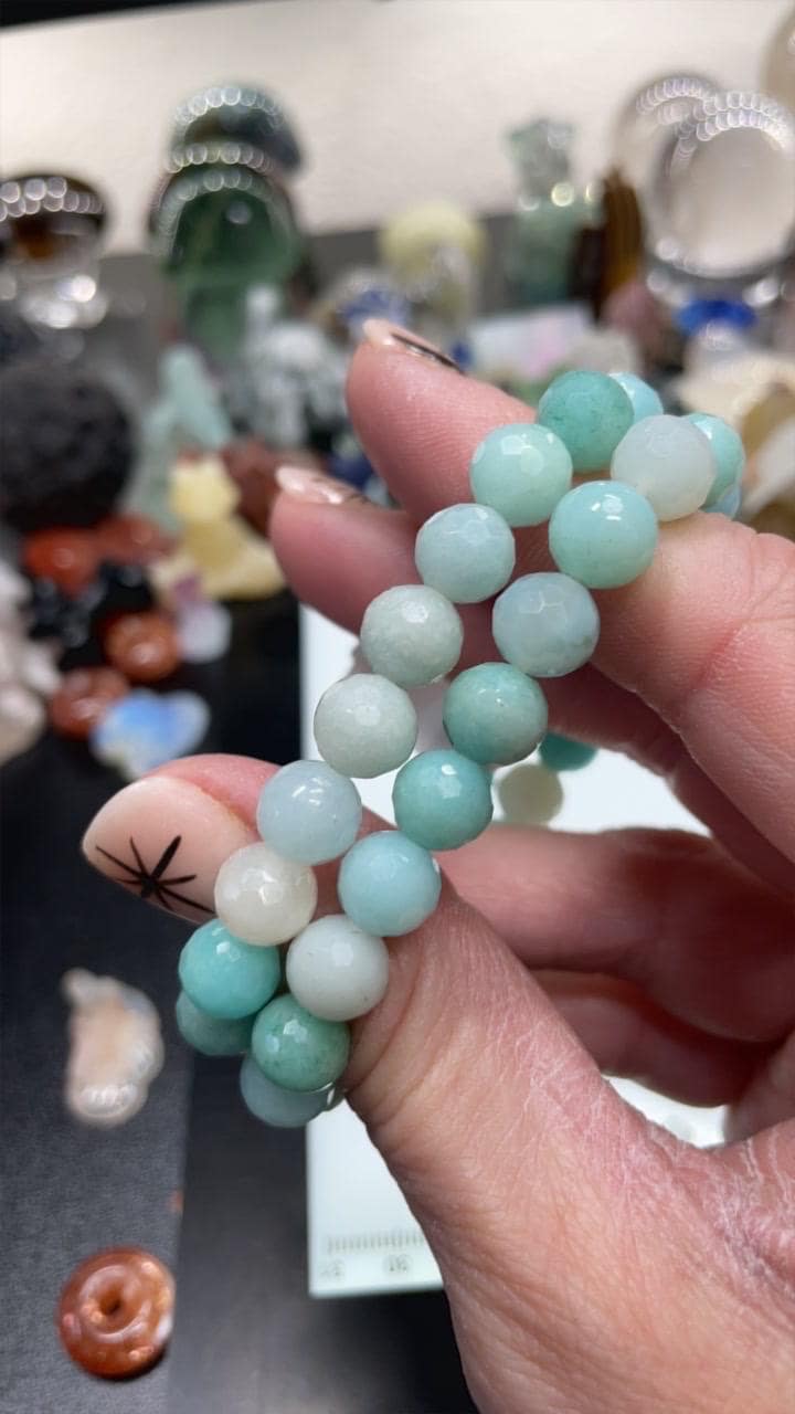 Faceted 8mm Natural Stone Bracelet