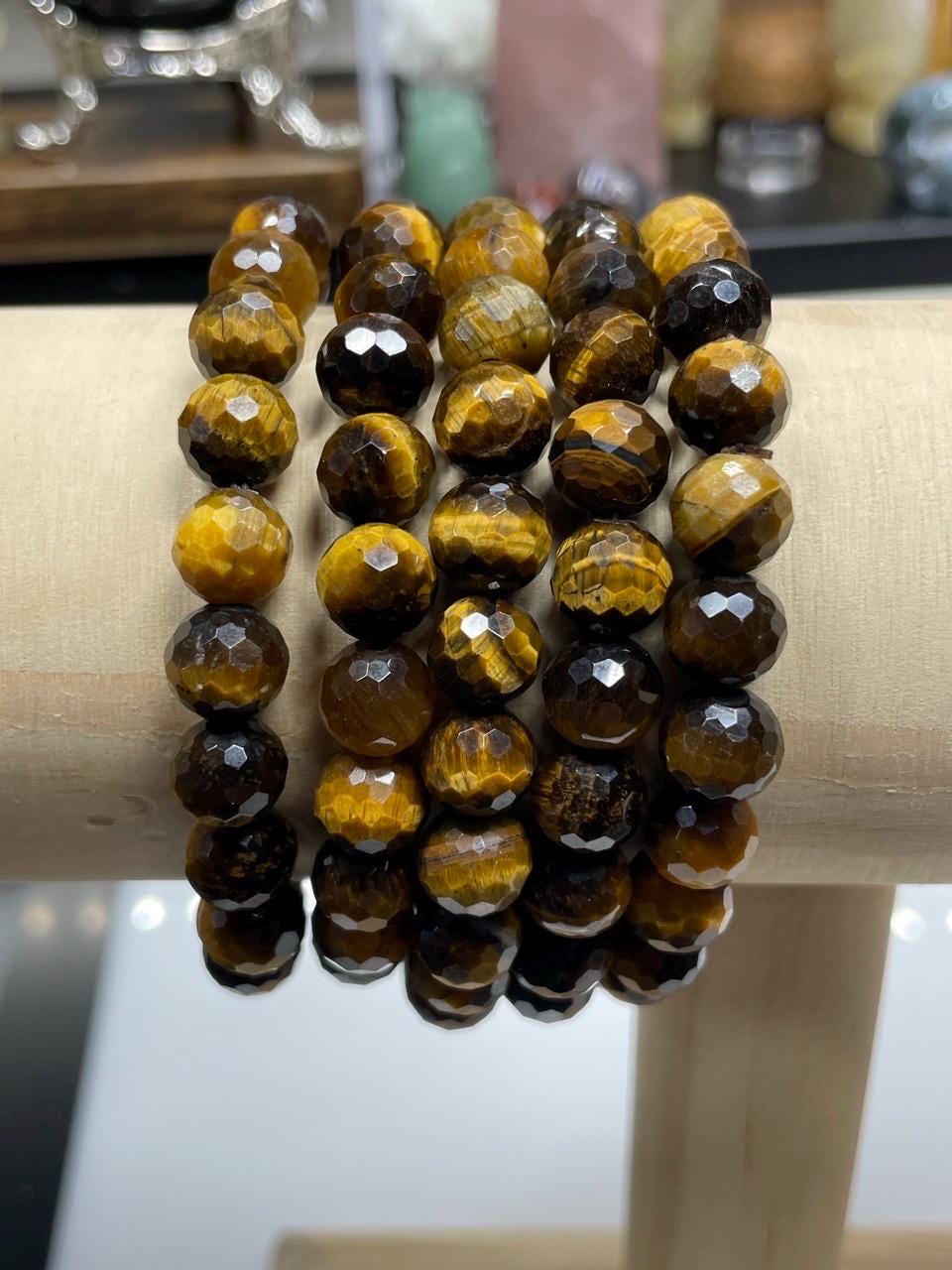 Faceted 8mm Natural Stone Bracelet