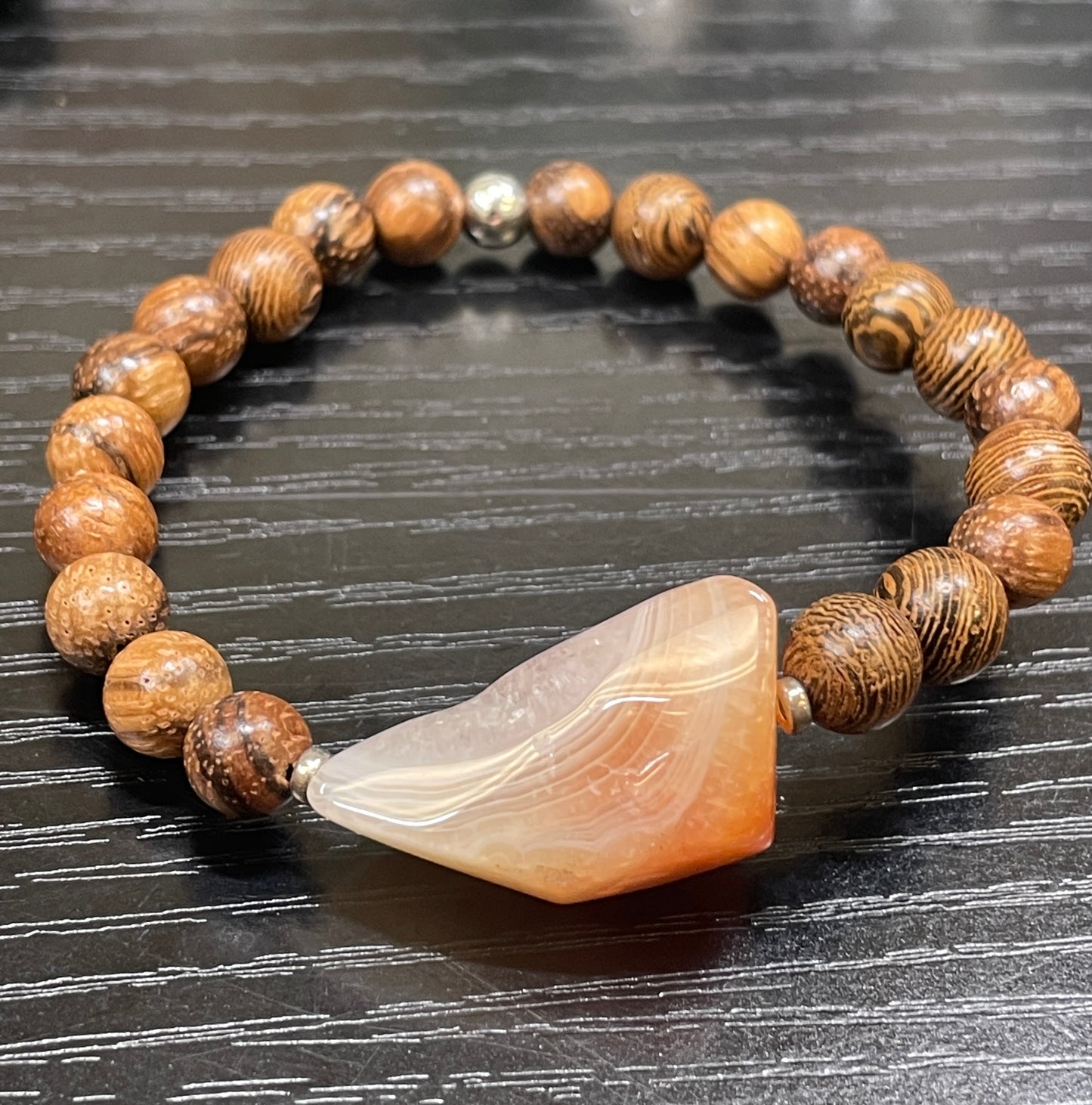 Botswana Agate Mala Braclet | Women’s Bracelet | Men’s Bracelet | Diffuser Braclet | Wood Bracelet| Yoga | Meditation | Natural Stone