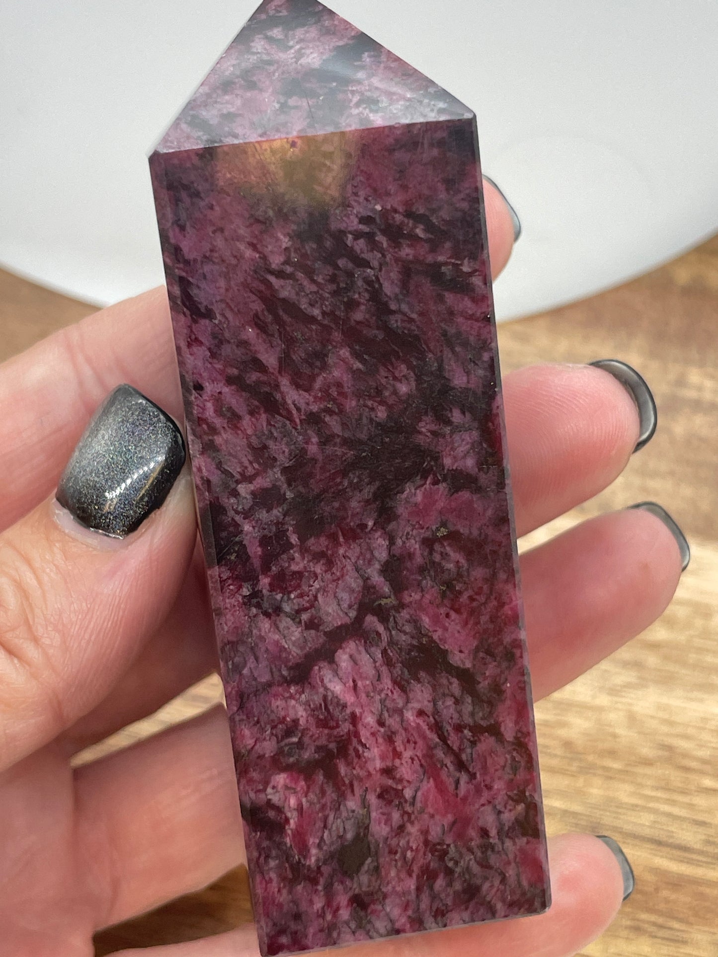 Rhodonite with Pyrite Tower