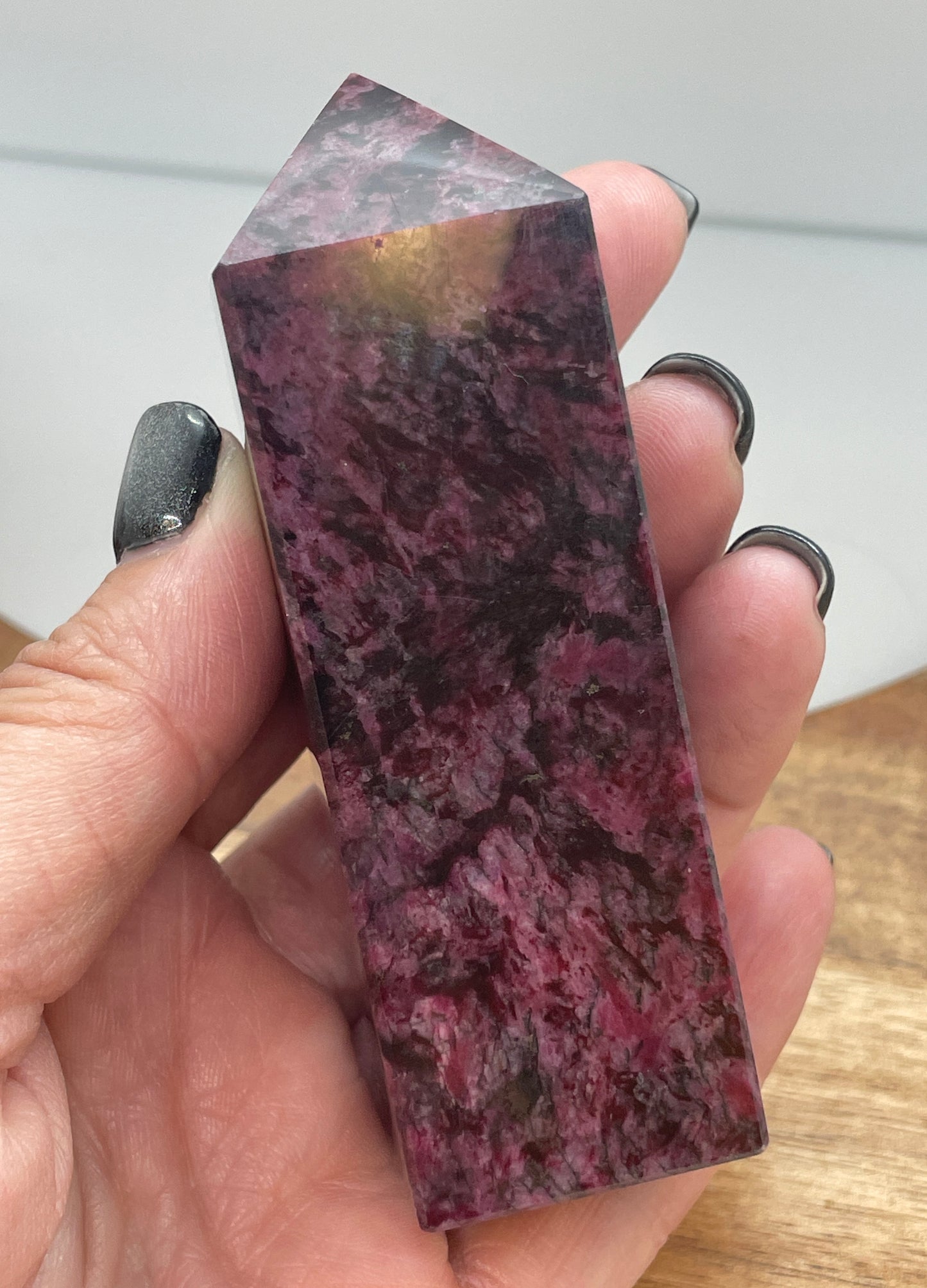 Rhodonite with Pyrite Tower