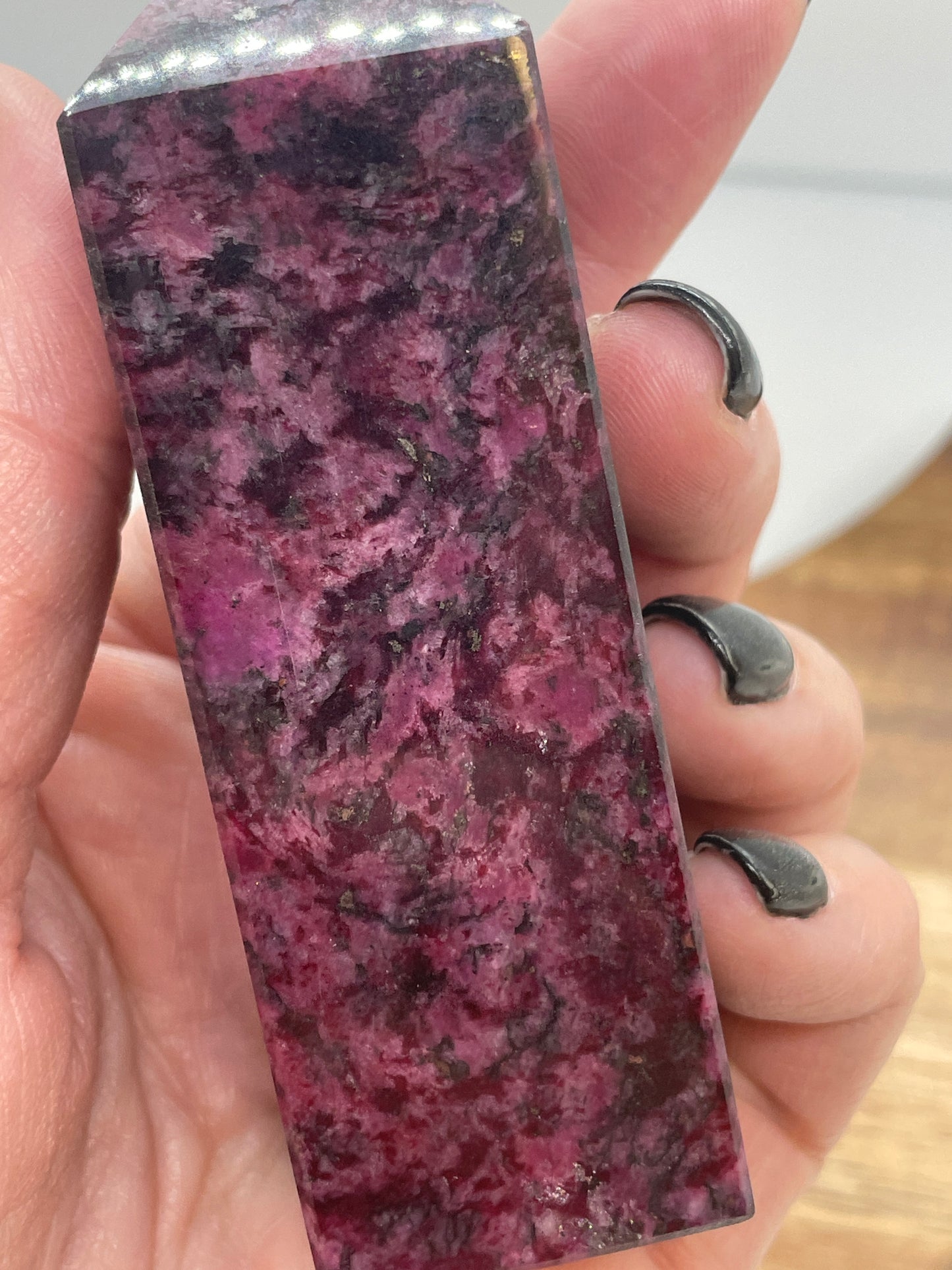 Rhodonite with Pyrite Tower