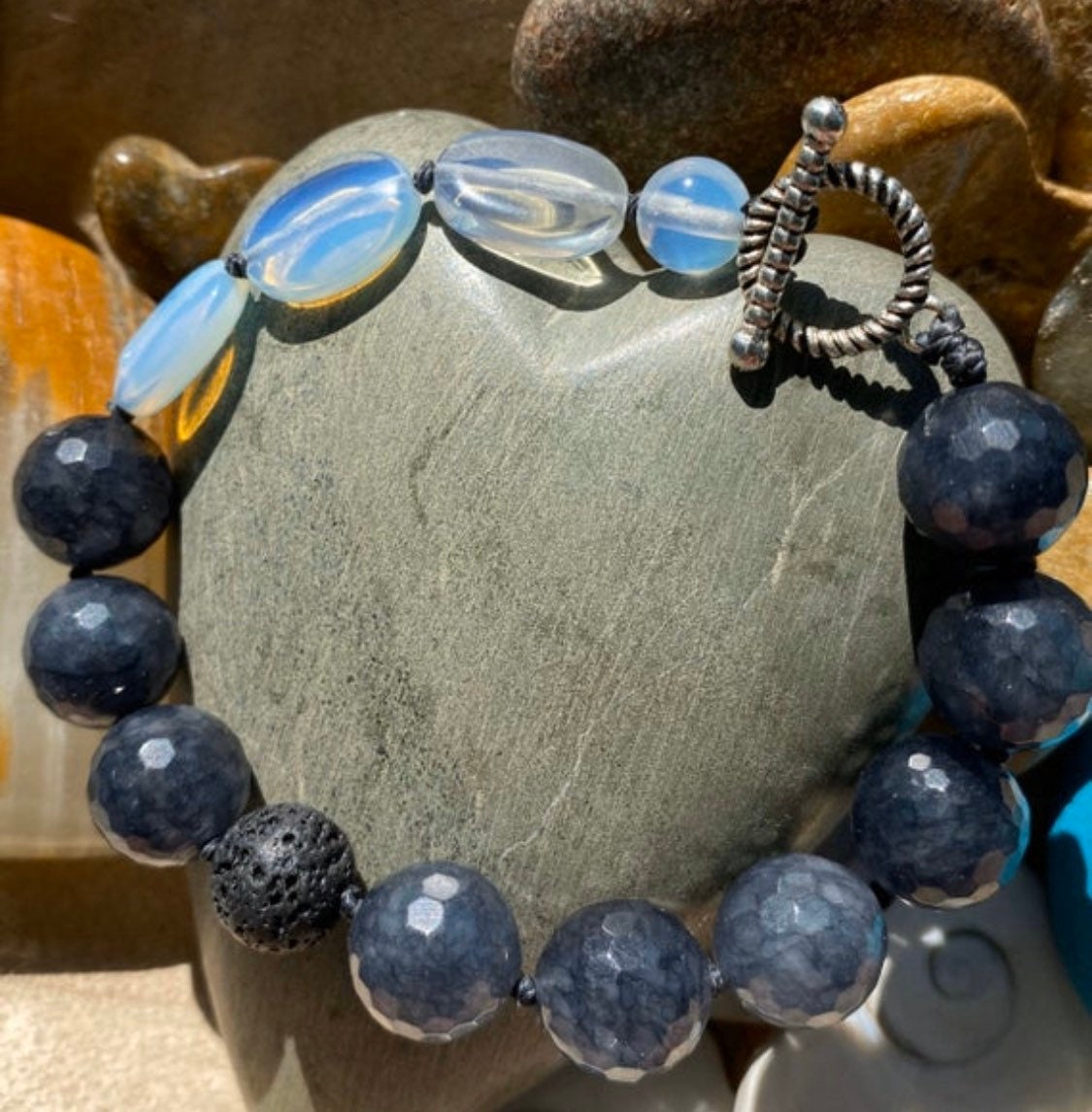 Opalite, Agate & Lava Boho Chic Essential Oil Diffuser Bracelet