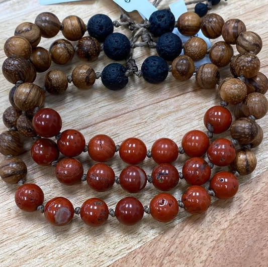 Red Jasper Wood Mala Bracelet | Adjustable Bracelet | Meditation | Yoga Jewelry | Red Jasper