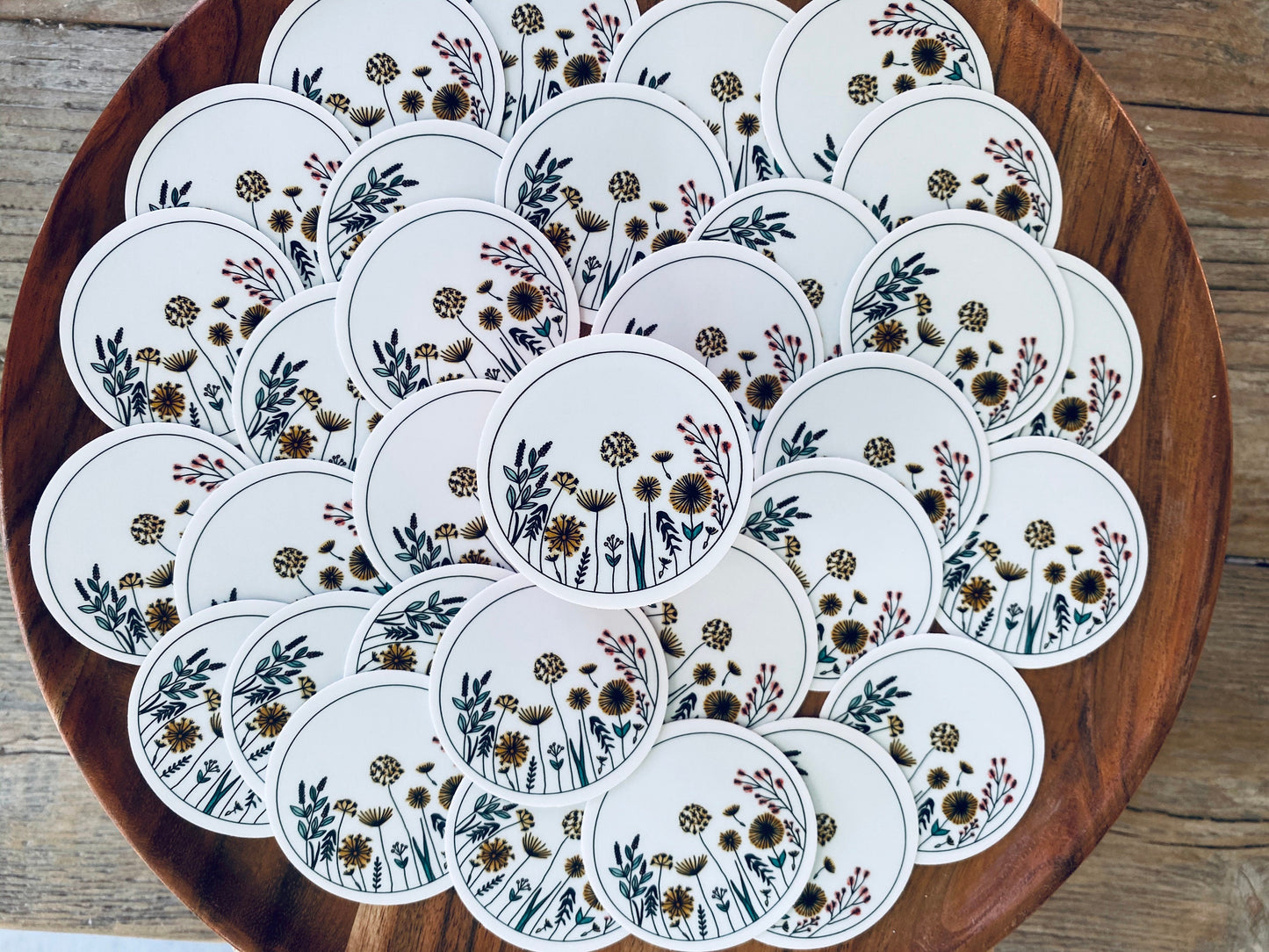 Floral Round Sticker Flowers Fall