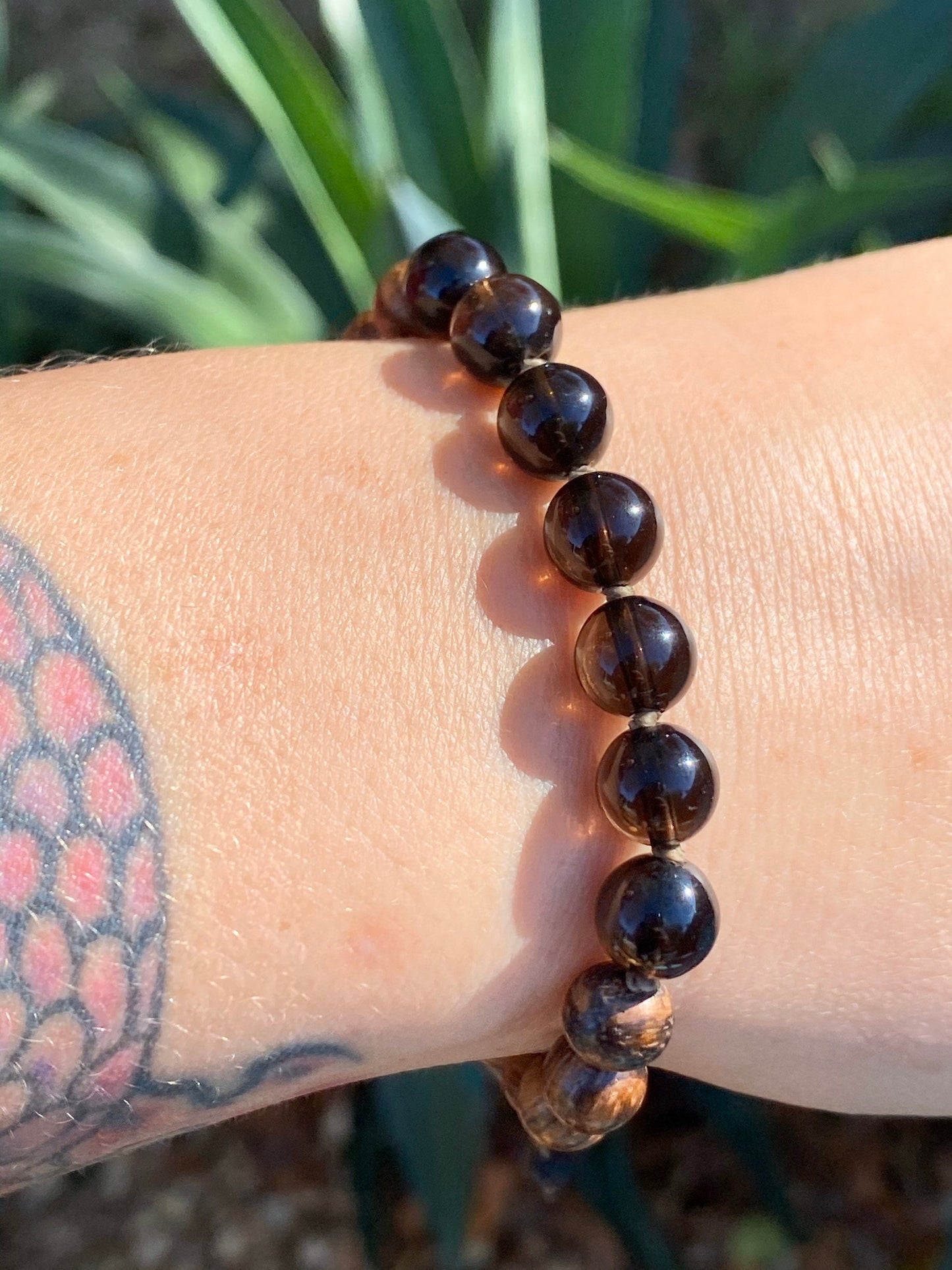 Smoky Quartz Adjustable Wooden Bracelet ~ Diffuser Bracelet ~ Mala Bracelet ~ Natural Stone Bracelet ~ Meditation Bracelet ~ Yoga ~ Boho