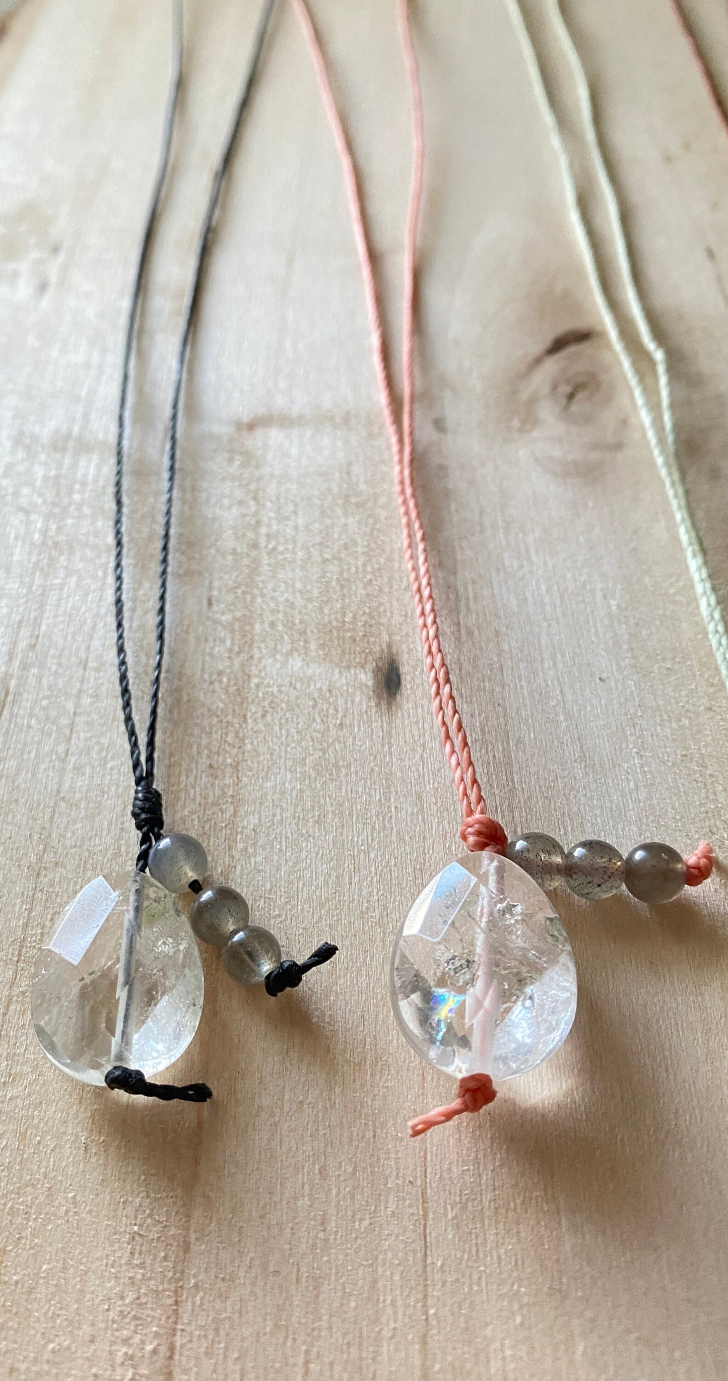 Crystal Quartz Lariat | Labradorite Lariat | Natural Stone Necklace | Healing Necklace | Protection Stones | Cleansing Stones | Chakra |