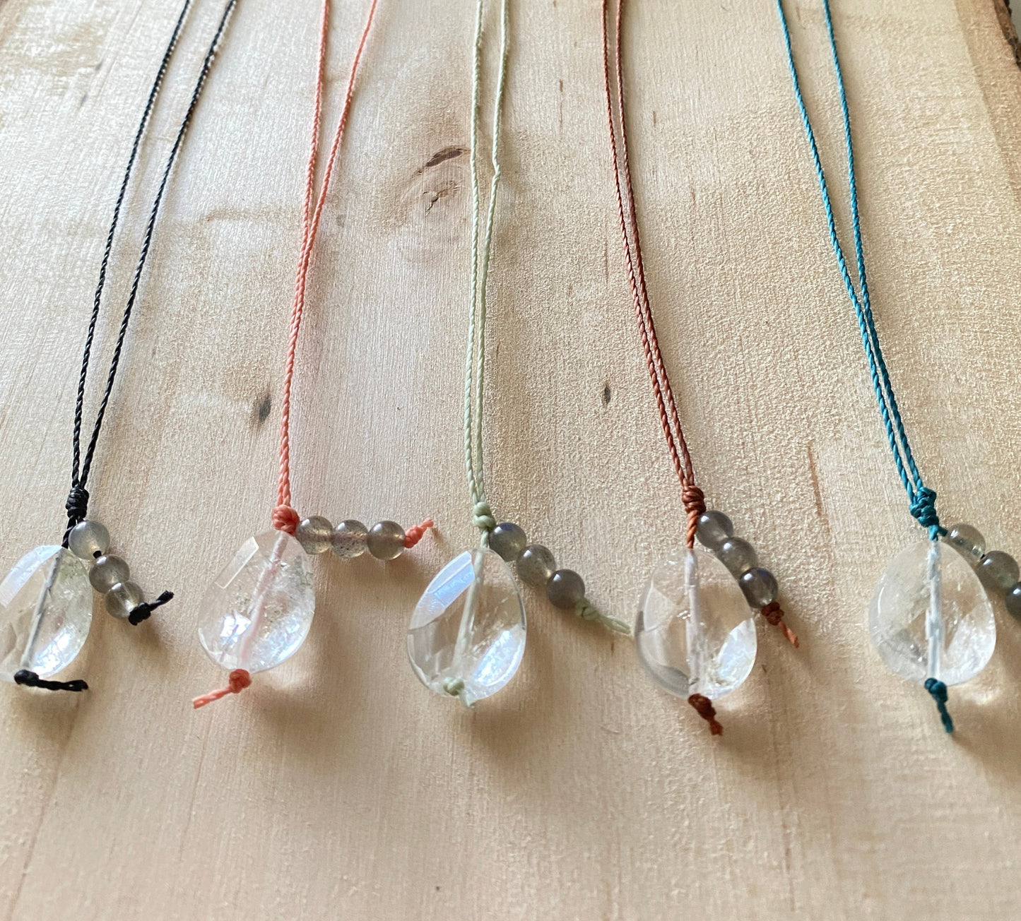 Crystal Quartz Lariat | Labradorite Lariat | Natural Stone Necklace | Healing Necklace | Protection Stones | Cleansing Stones | Chakra |