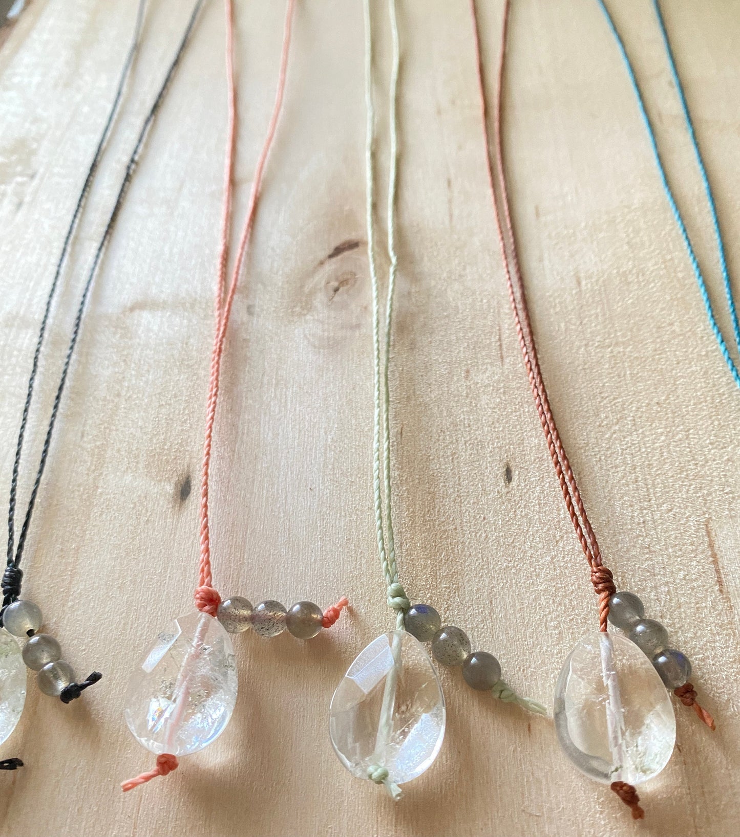 Crystal Quartz Lariat | Labradorite Lariat | Natural Stone Necklace | Healing Necklace | Protection Stones | Cleansing Stones | Chakra |