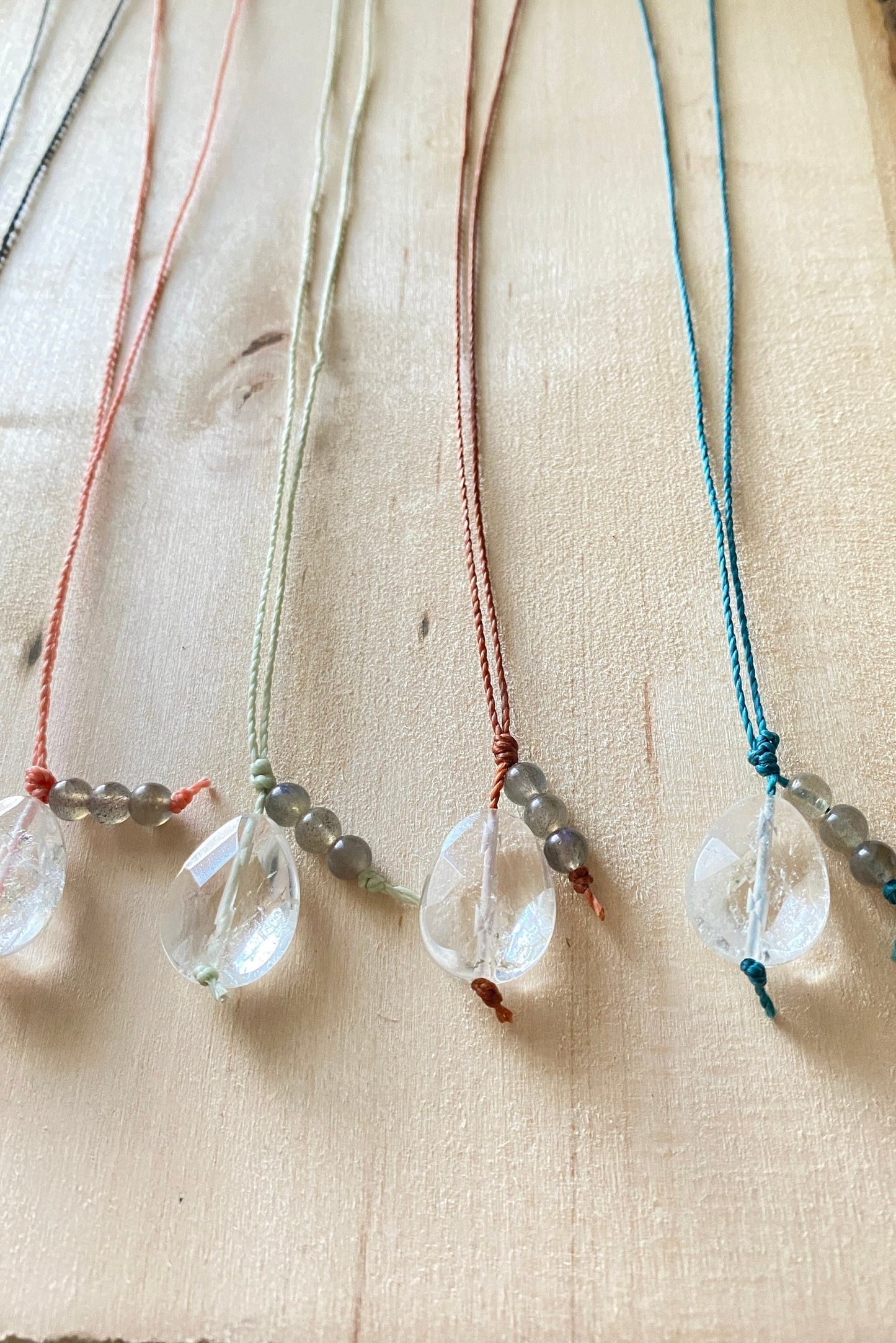 Crystal Quartz Lariat | Labradorite Lariat | Natural Stone Necklace | Healing Necklace | Protection Stones | Cleansing Stones | Chakra |