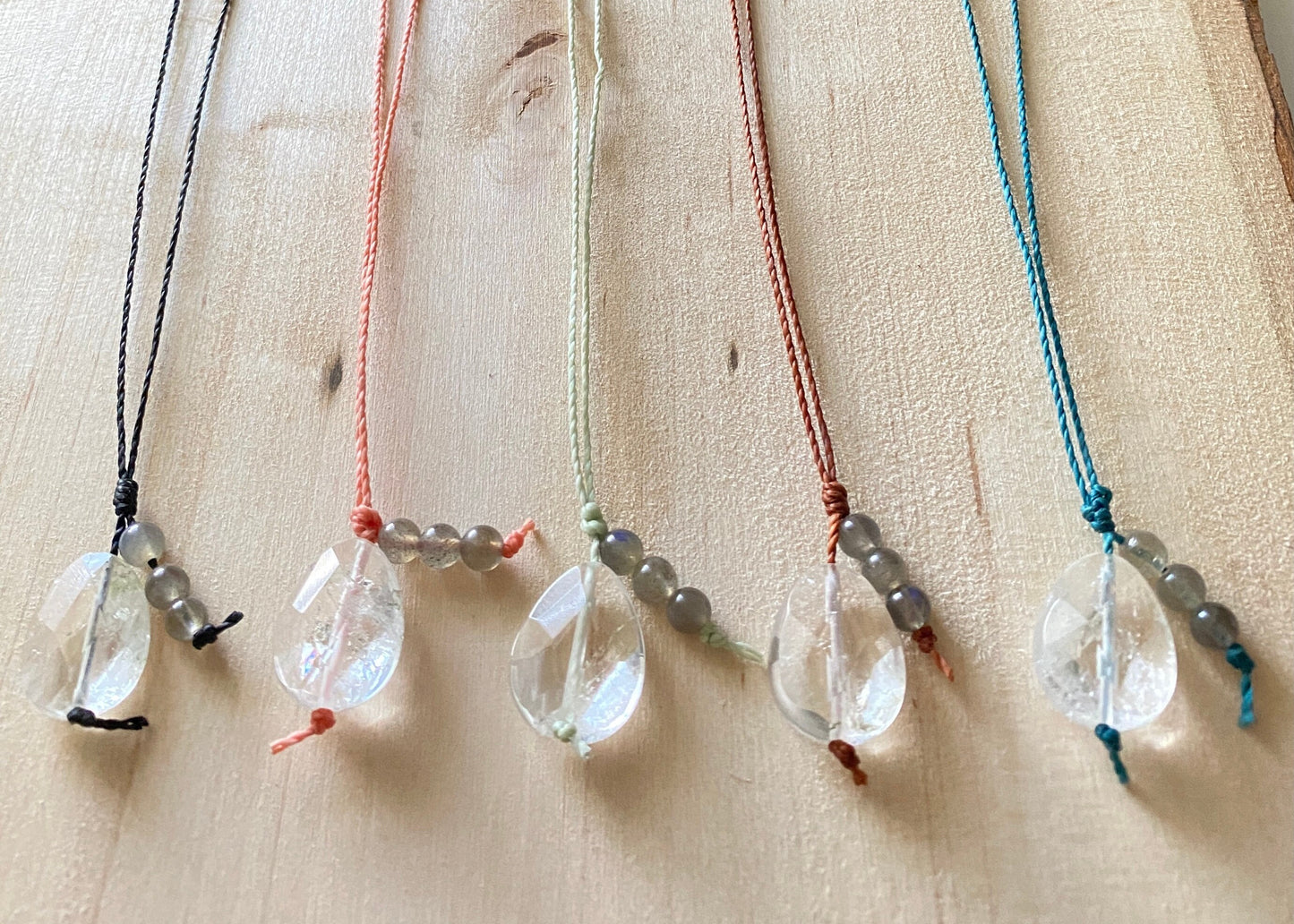 Crystal Quartz Lariat | Labradorite Lariat | Natural Stone Necklace | Healing Necklace | Protection Stones | Cleansing Stones | Chakra |