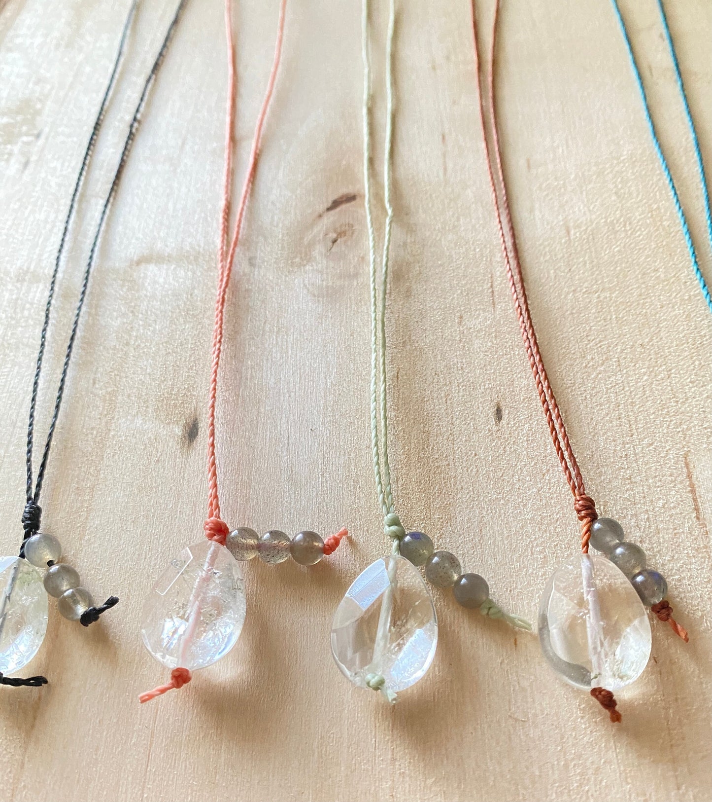 Crystal Quartz Lariat | Labradorite Lariat | Natural Stone Necklace | Healing Necklace | Protection Stones | Cleansing Stones | Chakra |