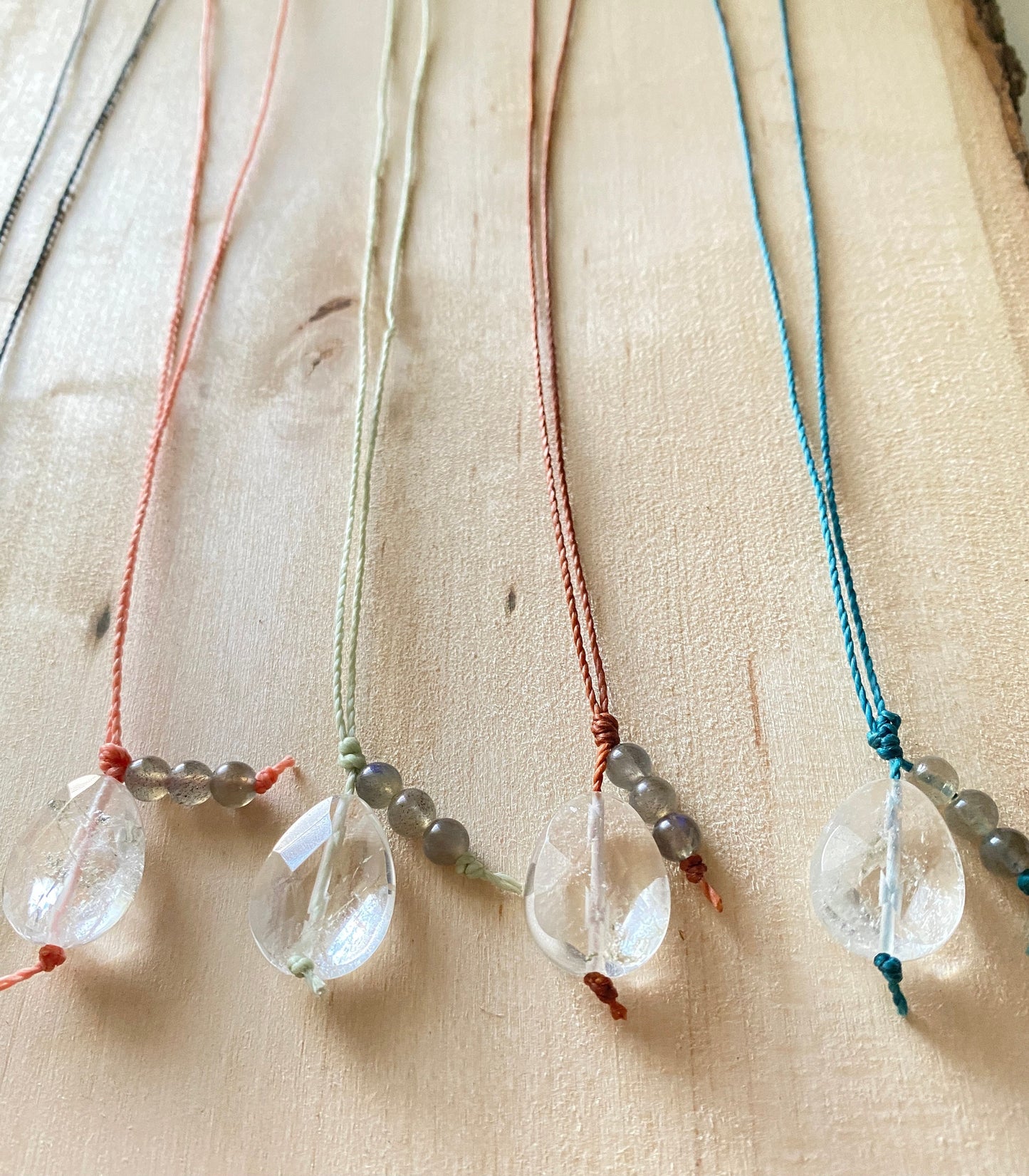 Crystal Quartz Lariat | Labradorite Lariat | Natural Stone Necklace | Healing Necklace | Protection Stones | Cleansing Stones | Chakra |