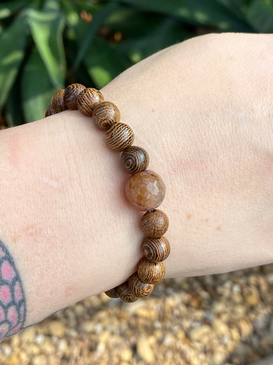 Agate Mala | Planet Bracelet | Wood Bracelet | Diffuser Bracelet