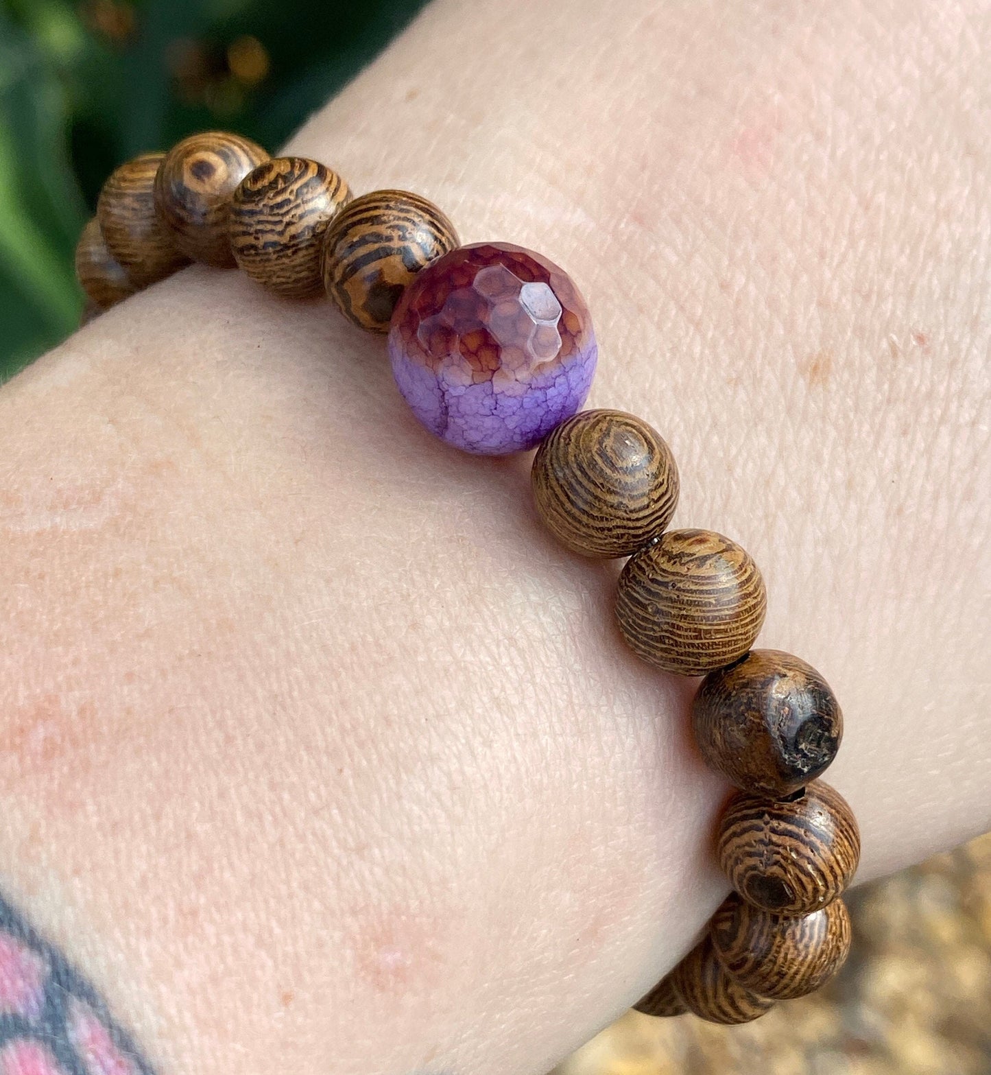 Agate & Wood Planet Mala Diffuser Bracelet