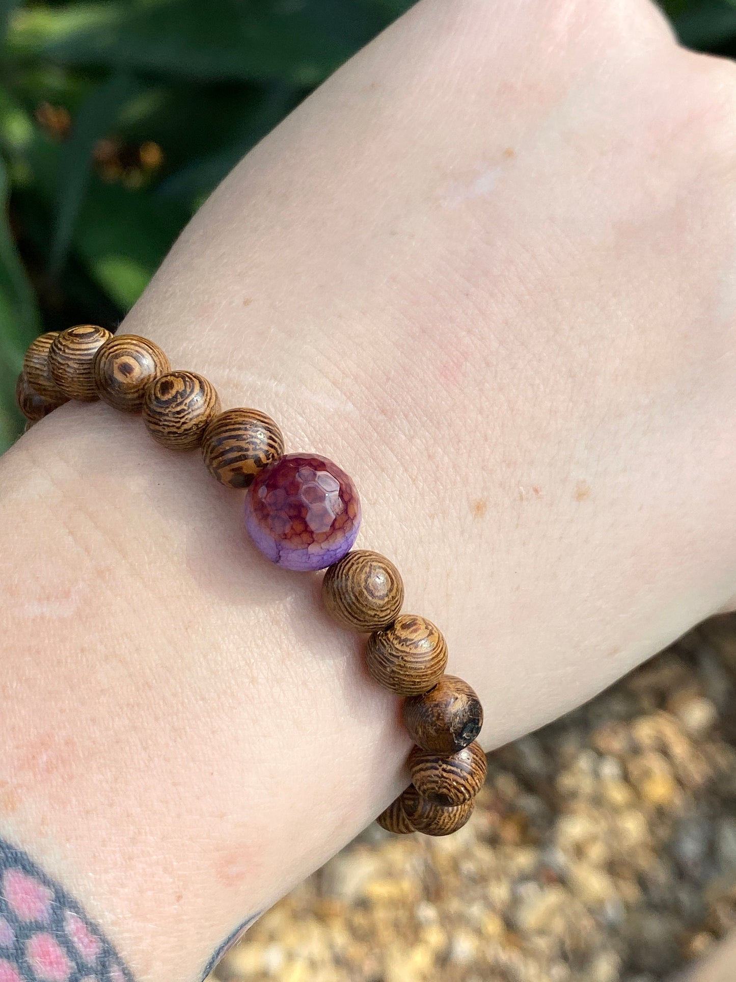 Agate & Wood Planet Mala Diffuser Bracelet