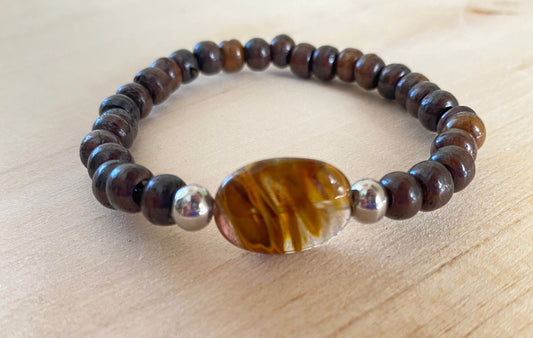 Fire Quartz & Wood Bracelet | Boho Bracelet | Wood Bracelet | Natural Stone Bracelet | Yoga | Meditation