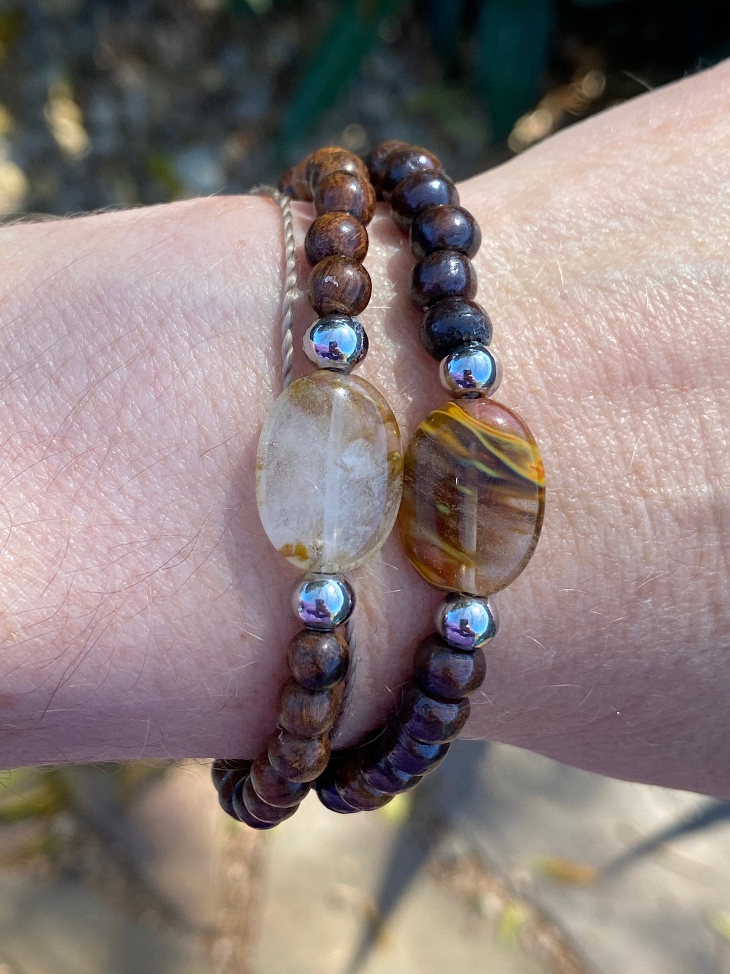 Fire Quartz & Wood Bracelet | Boho Bracelet | Wood Bracelet | Natural Stone Bracelet | Yoga | Meditation