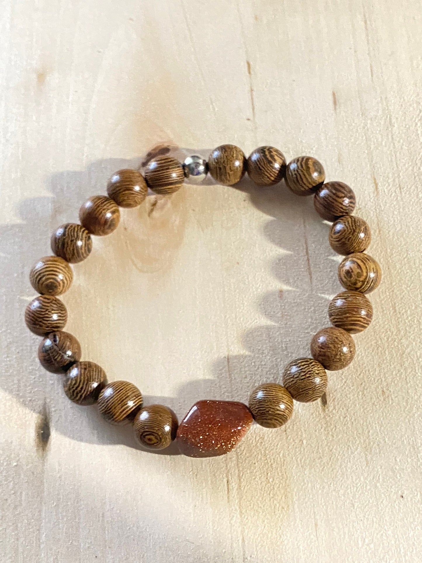 Goldstone & Wood Bracelet | Boho Bracelet | Wood Bracelet | Natural Stone Bracelet | Yoga | Meditation