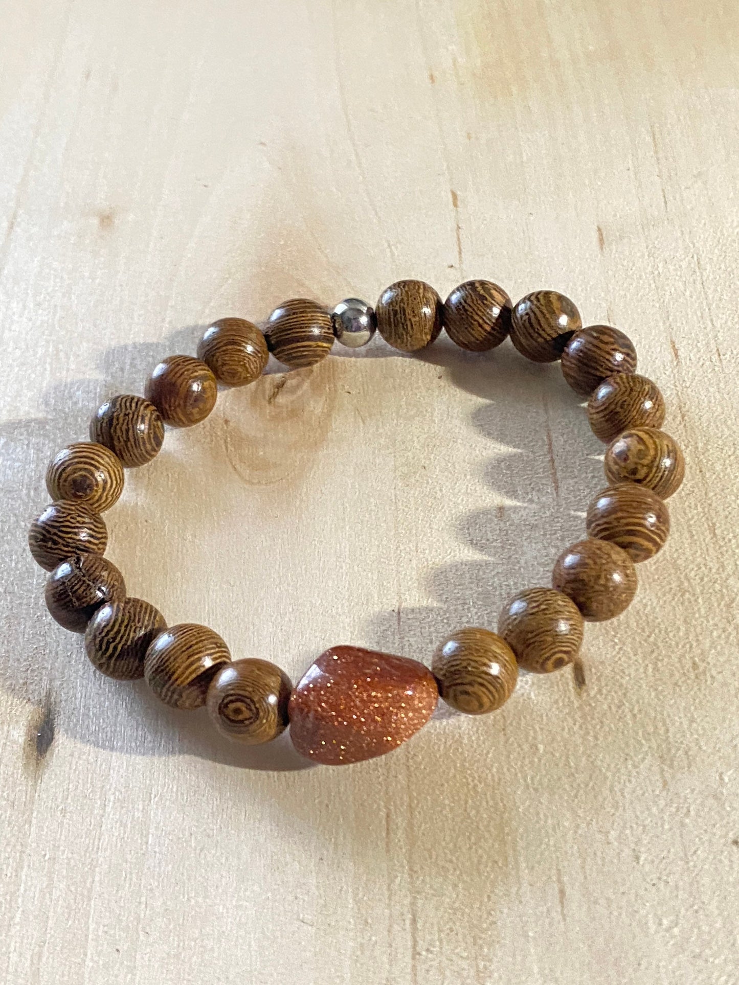 Goldstone & Wood Bracelet | Boho Bracelet | Wood Bracelet | Natural Stone Bracelet | Yoga | Meditation