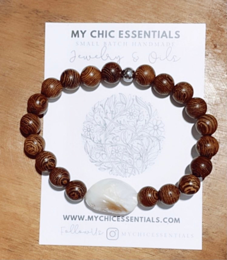 Mother of Pearl Mala Braclet | Women’s Bracelet | Men’s Bracelet | Diffuser Braclet | Wood Bracelet| Yoga | Meditation | Natural Stone