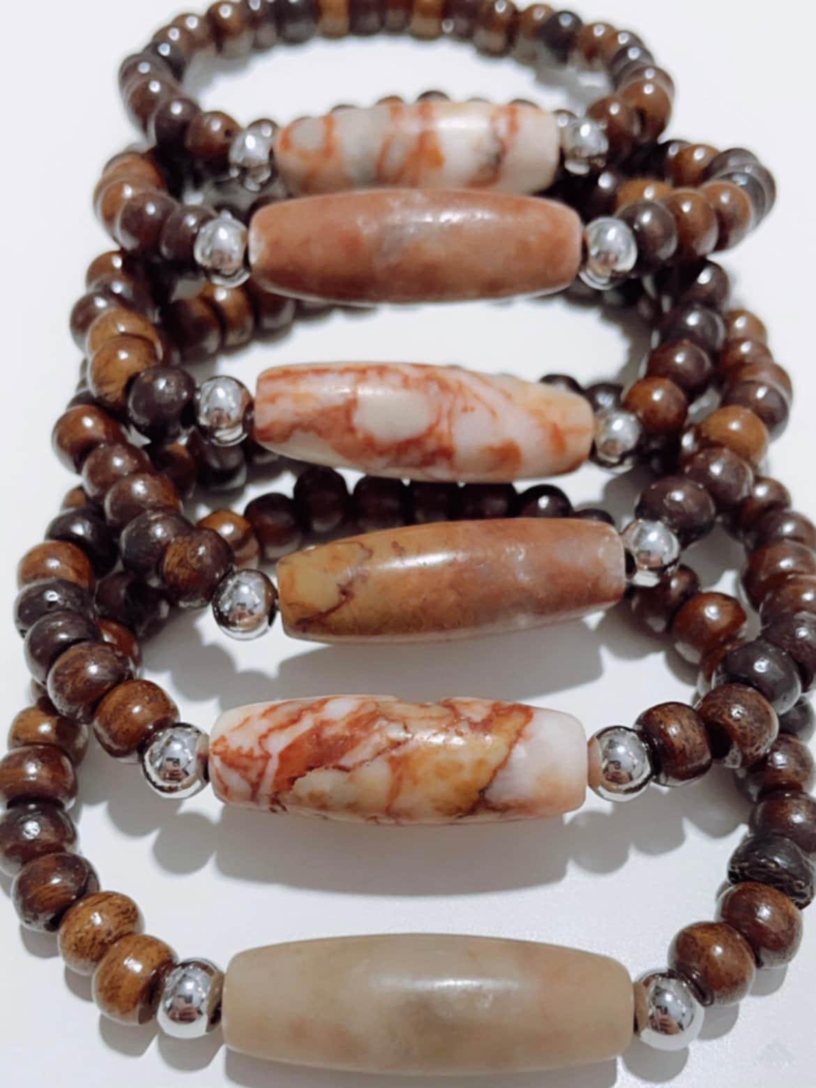 Pink Zebra Jasper Mala Bracelet