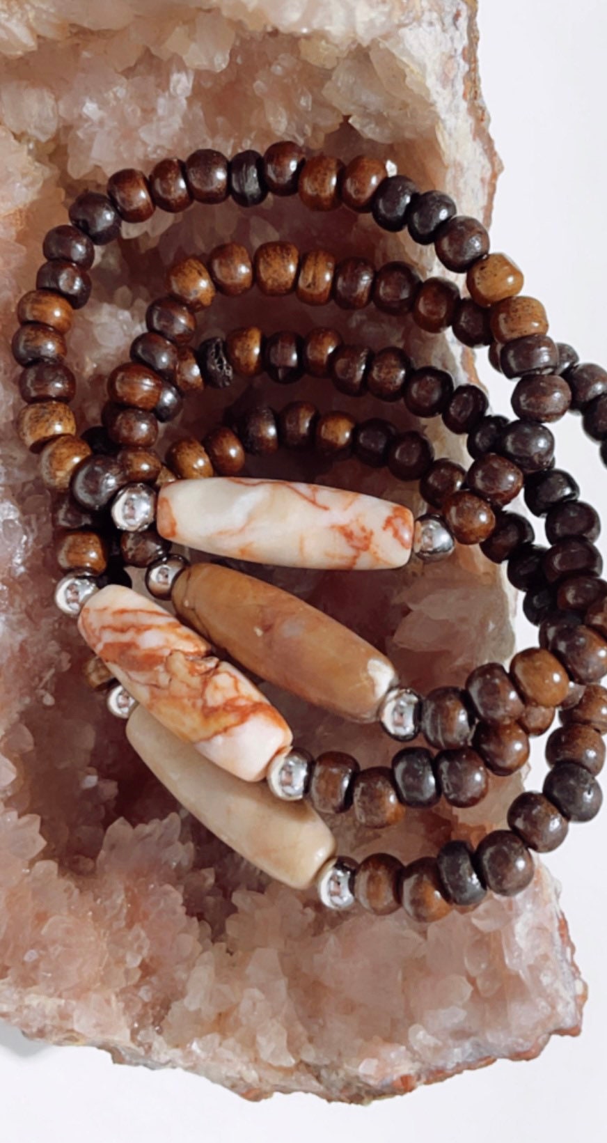 Pink Zebra Jasper Mala Bracelet