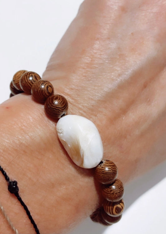 Mother of Pearl Mala Braclet | Women’s Bracelet | Men’s Bracelet | Diffuser Braclet | Wood Bracelet| Yoga | Meditation | Natural Stone