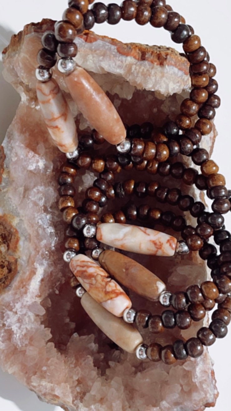 Pink Zebra Jasper Mala Bracelet