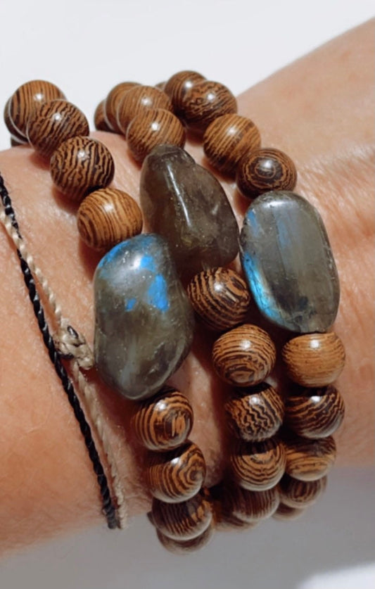 Labradorite Mala Braclet | Women’s Bracelet | Men’s Bracelet | Diffuser Braclet | Wood Bracelet| Yoga | Meditation | Natural Stone