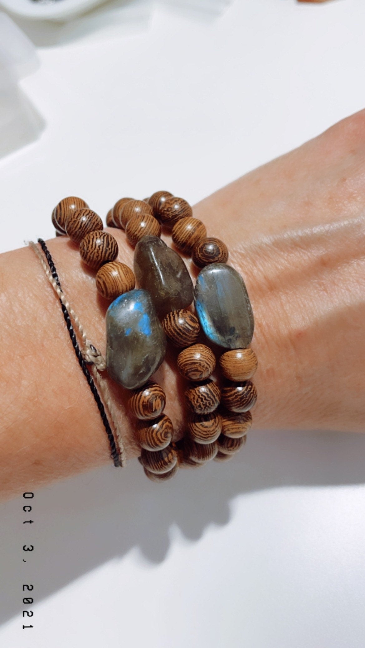 Labradorite Mala Braclet | Women’s Bracelet | Men’s Bracelet | Diffuser Braclet | Wood Bracelet| Yoga | Meditation | Natural Stone