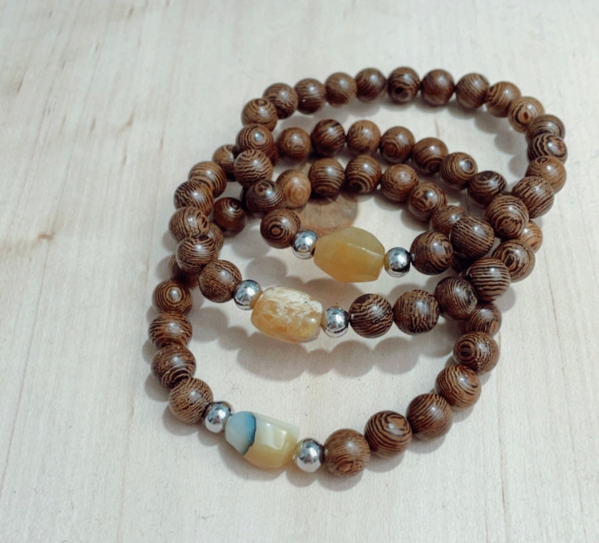 African Opal Mala Bracelet | Women’s Bracelet | Men’s Bracelet | Diffuser Braclet | Wood Bracelet| Yoga | Meditation | Natural Stone