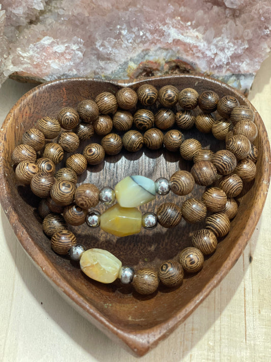 African Opal Mala Bracelet | Women’s Bracelet | Men’s Bracelet | Diffuser Braclet | Wood Bracelet| Yoga | Meditation | Natural Stone