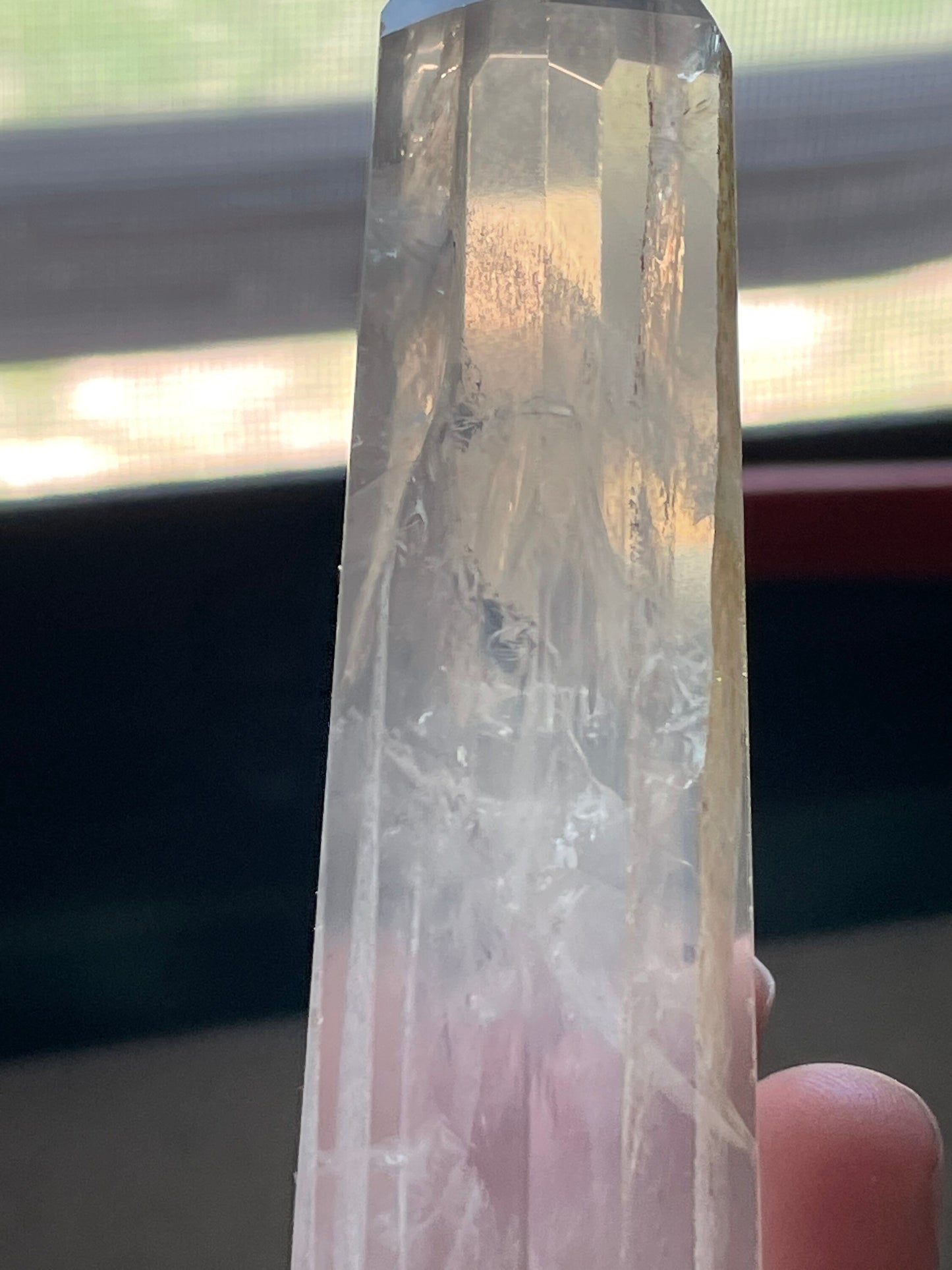 Rare Clear Quartz Tower with Dendritic on one side.