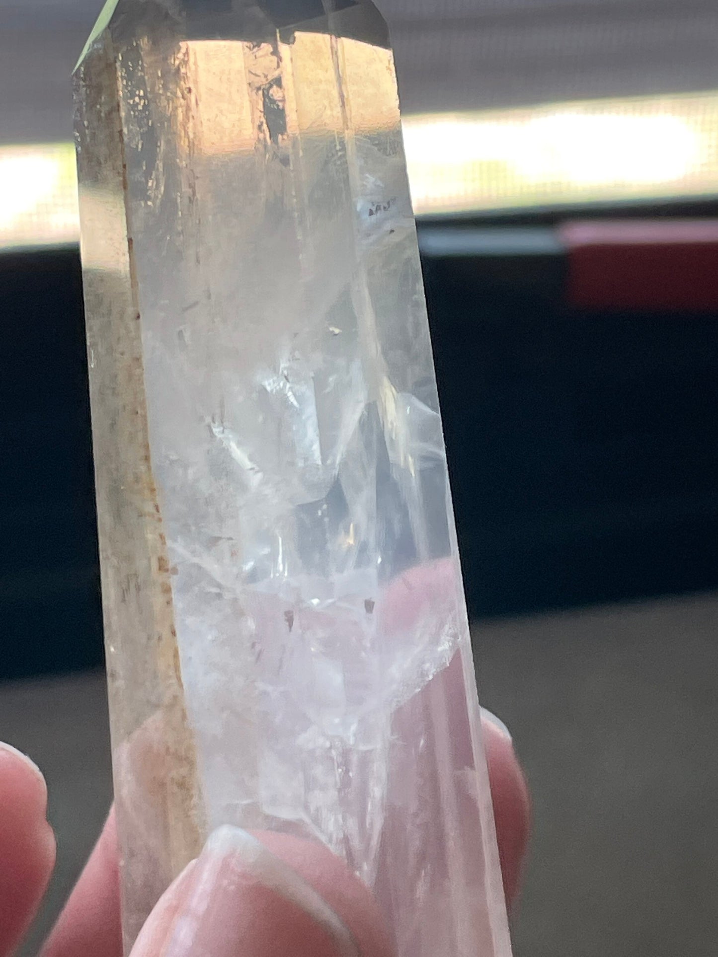 Rare Clear Quartz Tower with Dendritic on one side.