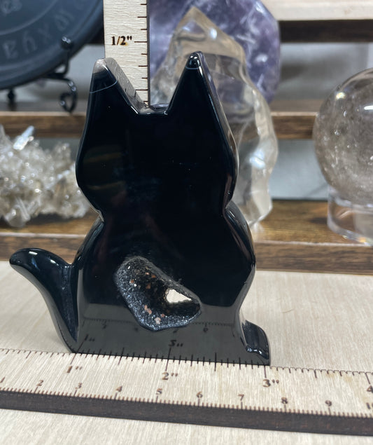 Black Druzy Agate Cat