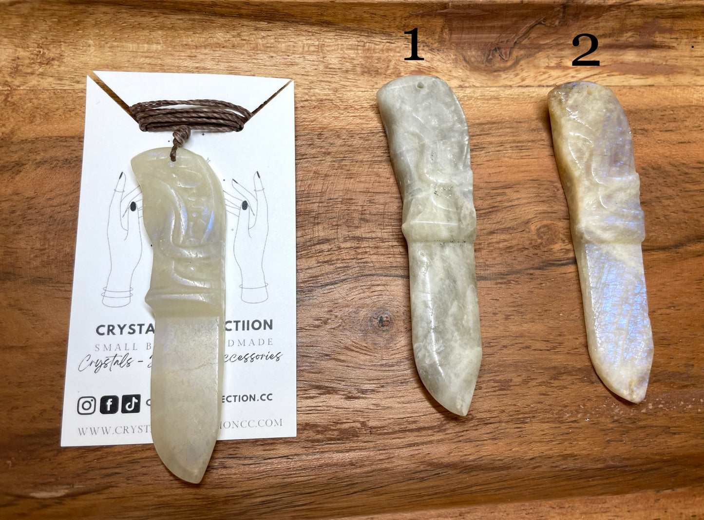 Moonstone Carved Knife Necklace - A Mystical and Unique Statement Piece