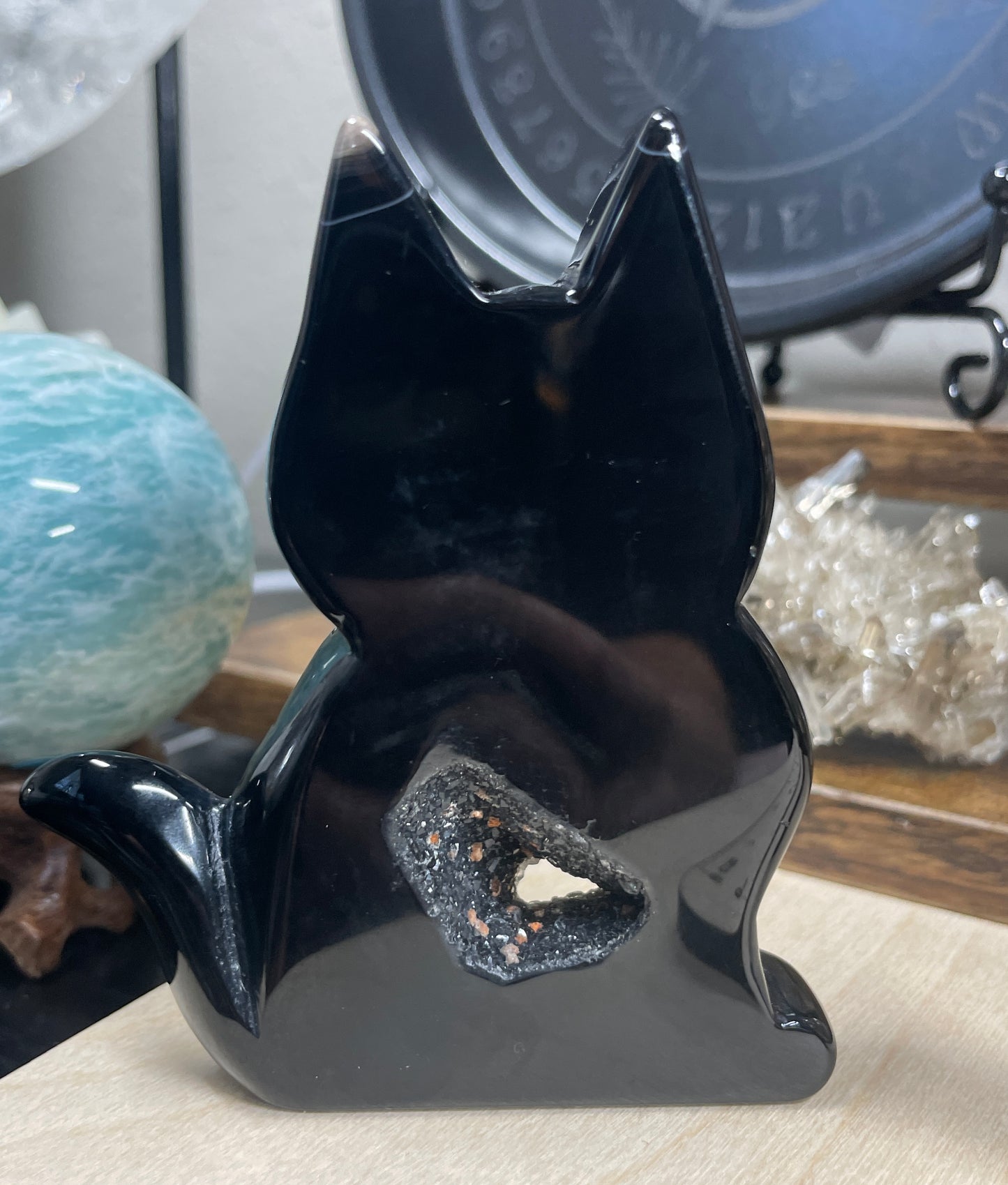 Black Druzy Agate Cat