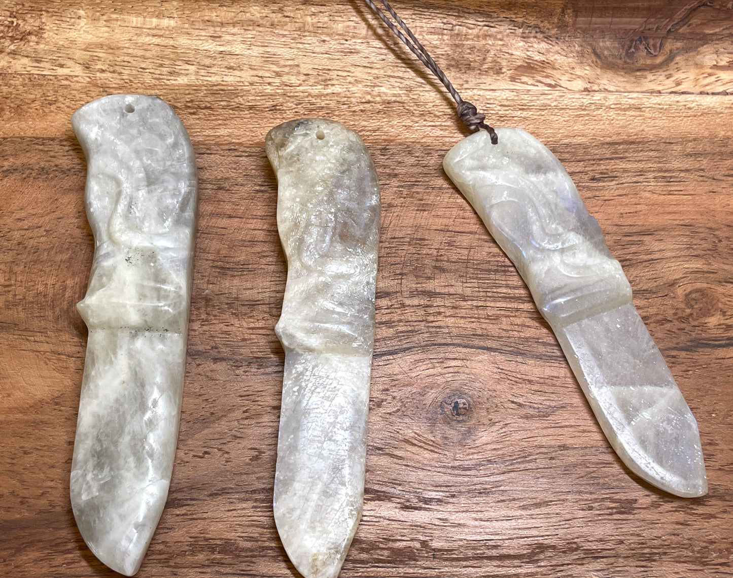 Moonstone Carved Knife Necklace - A Mystical and Unique Statement Piece